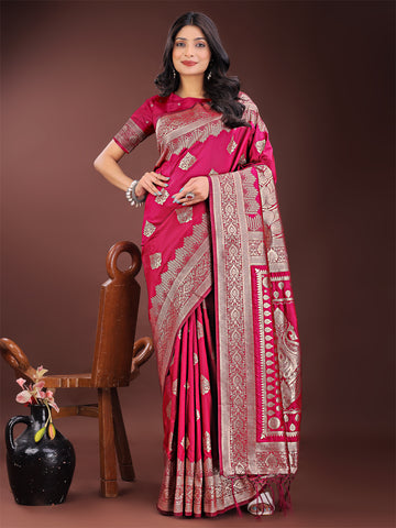 Magenta Pink Silk Saree