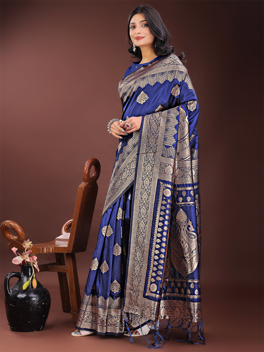 Navy Blue Silk Saree