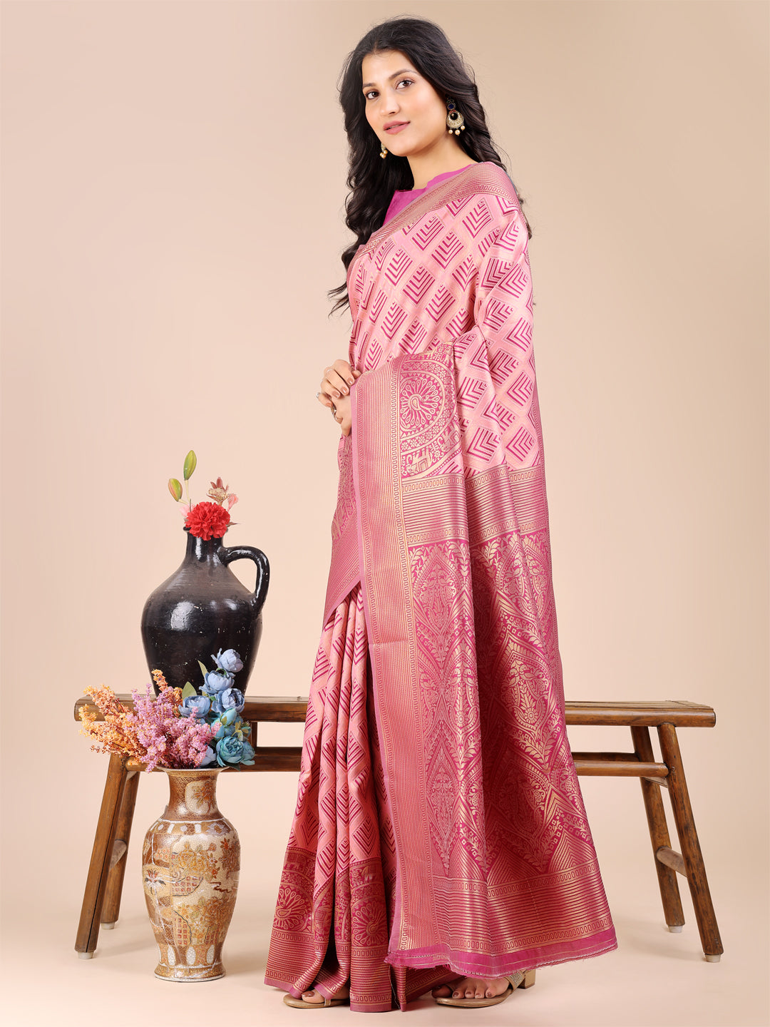Light Pink Banarasi Silk Saree