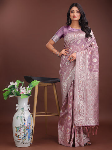 Purple Linen Cotton Saree