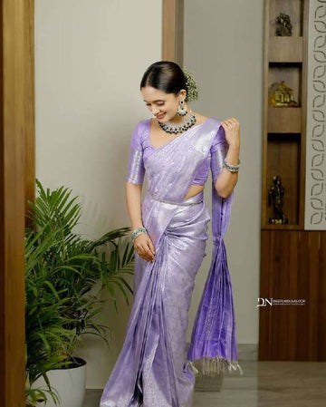 Lavender Rich Pallu Silk Saree