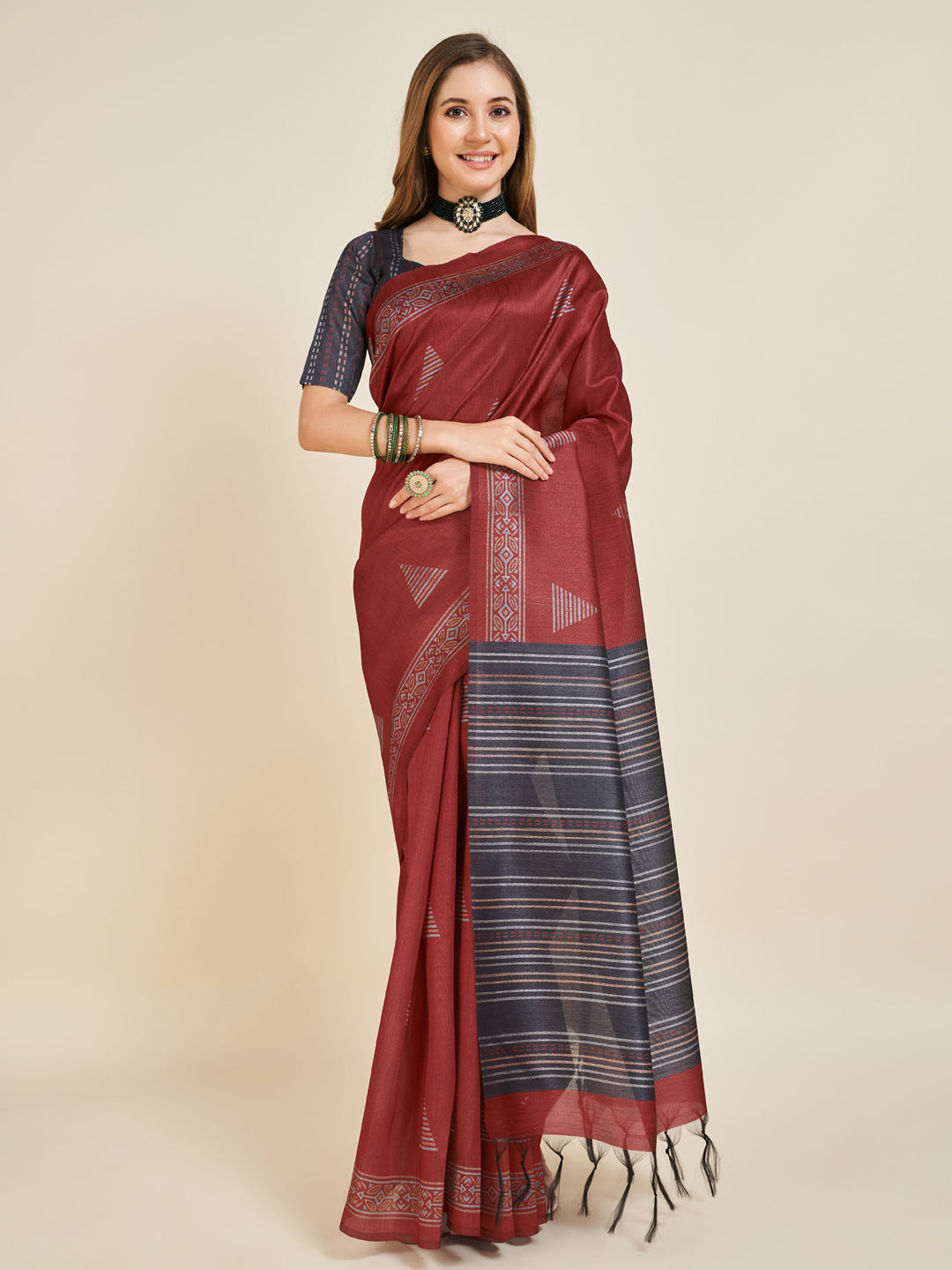 Maroon Soft Silk Saree