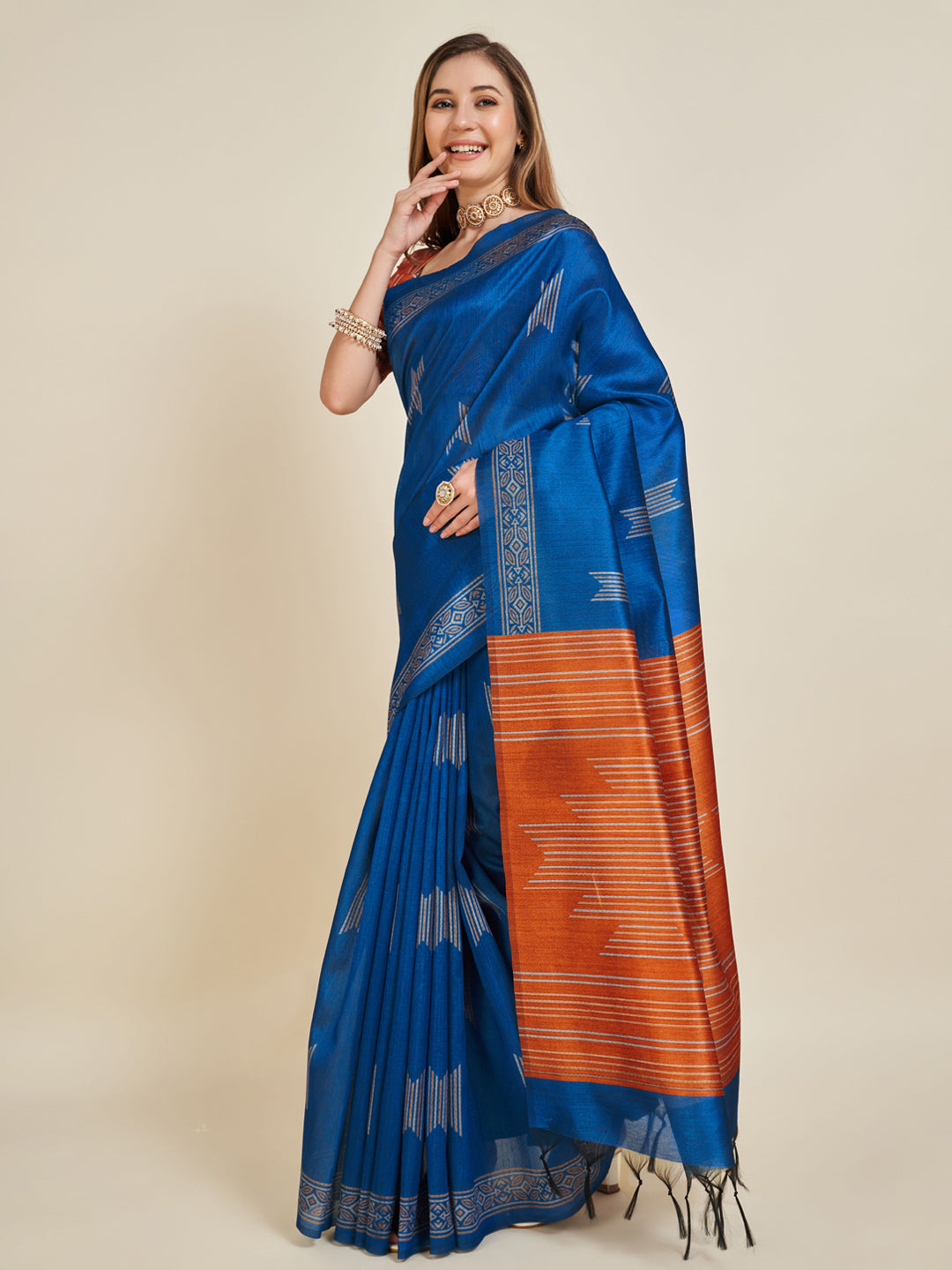 Sangam Blue Soft Silk Saree