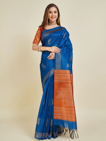 Sangam Blue Soft Silk Saree