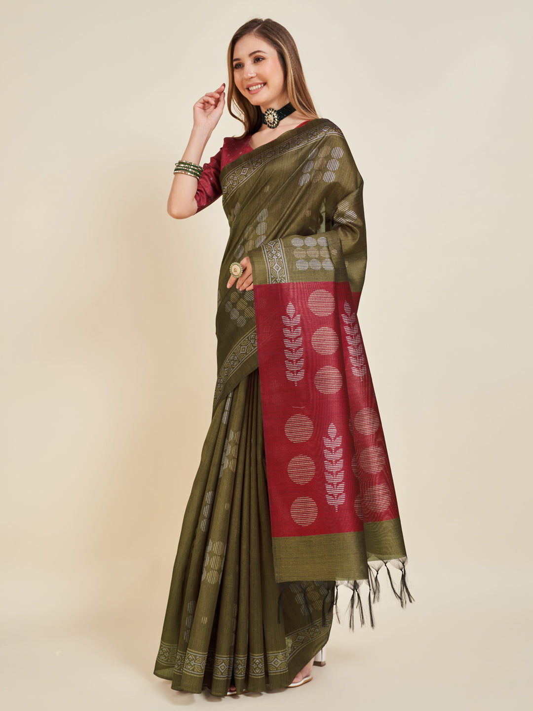 Sangam Mehndi Soft Silk Saree