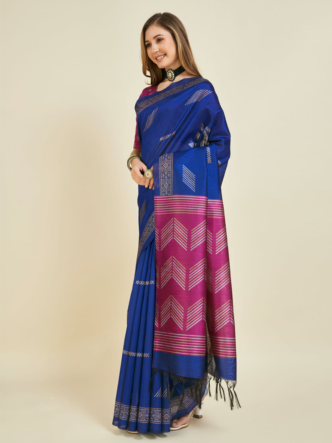 Sangam Blue Rani Soft Silk Saree