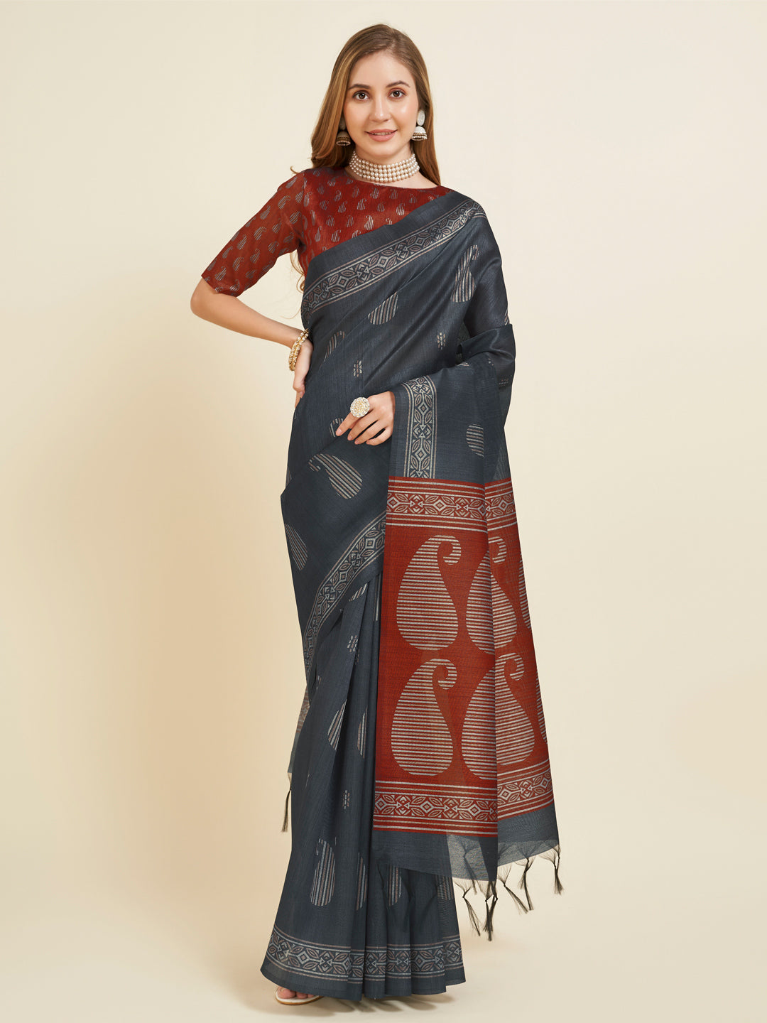 Gray Soft Silk Saree