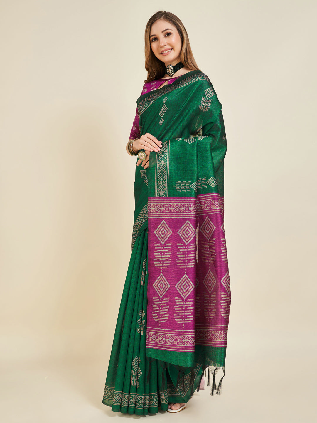 Sangam Green Soft Silk Saree