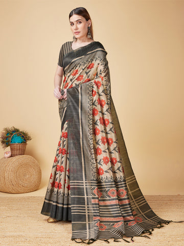 Cream Soft Silk Saree