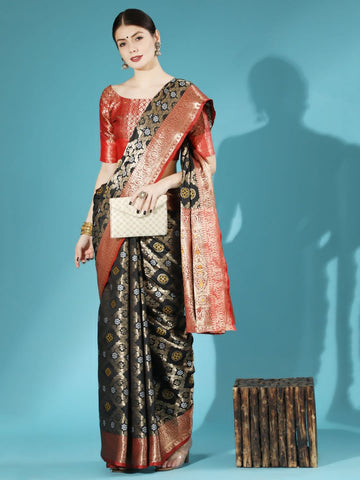 Black Soft Banarasi Silk Saree