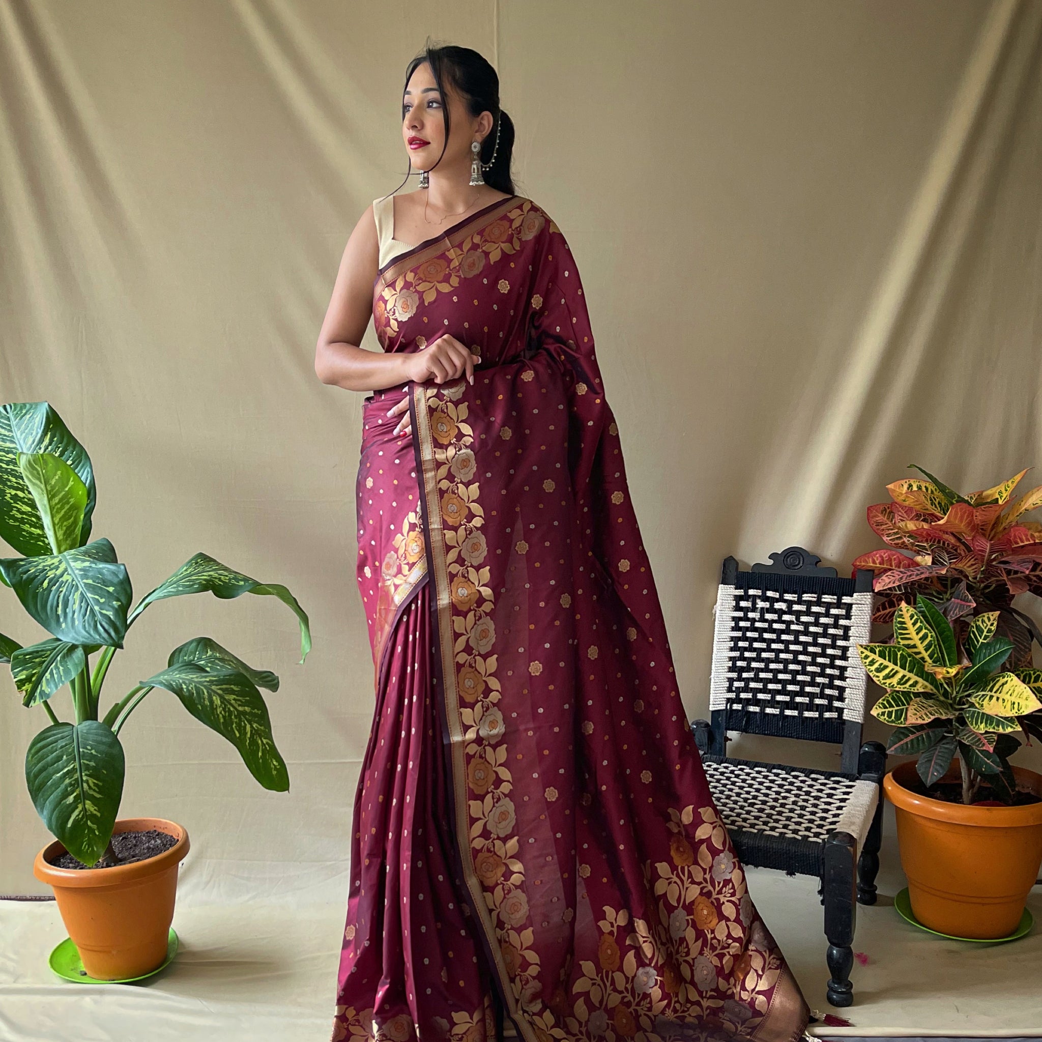 Brown Soft Silk Saree