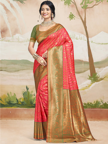 Pink Silk Weaving Saree