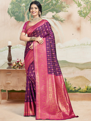 Magenta Pink Silk Weaving Saree