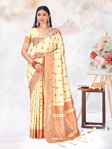 Cream Silk Saree