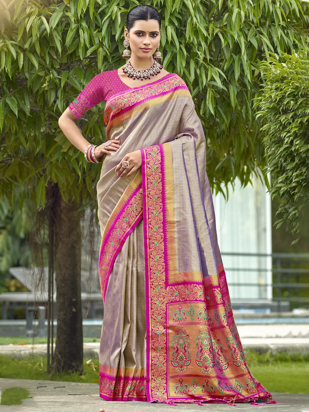 Gray Silk Saree