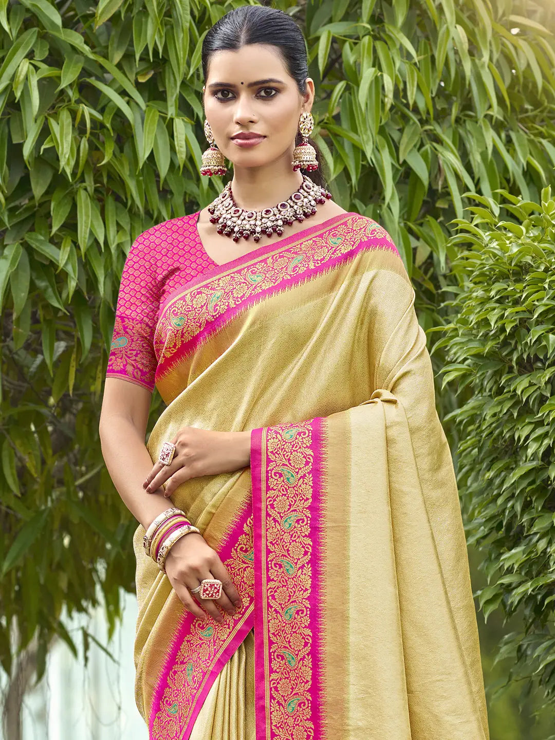 Beige Silk Saree