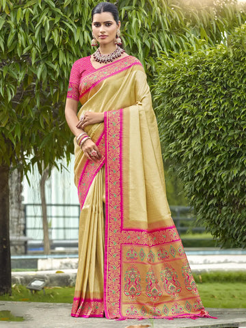 Beige Silk Saree