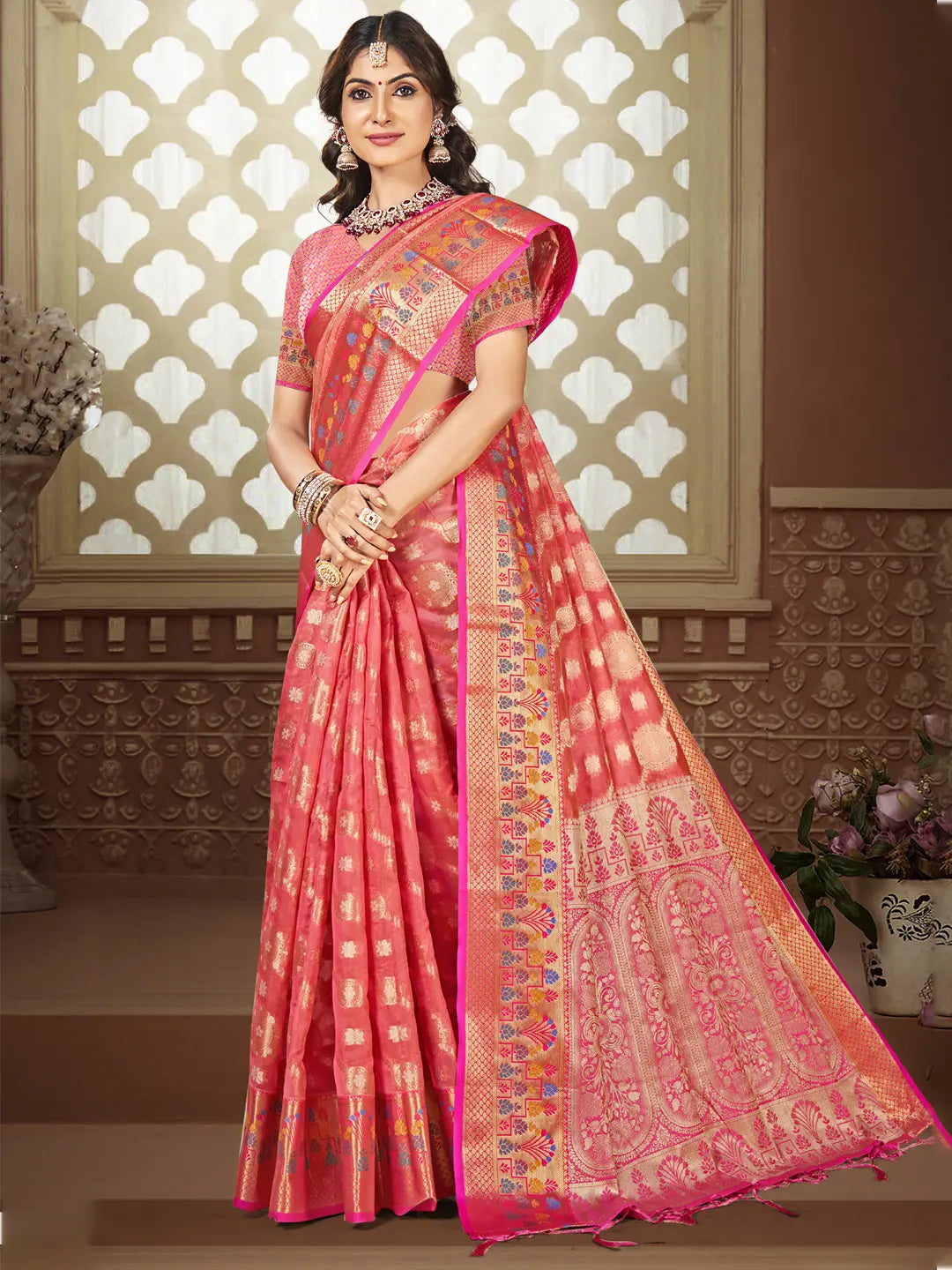 Pink Silk Saree