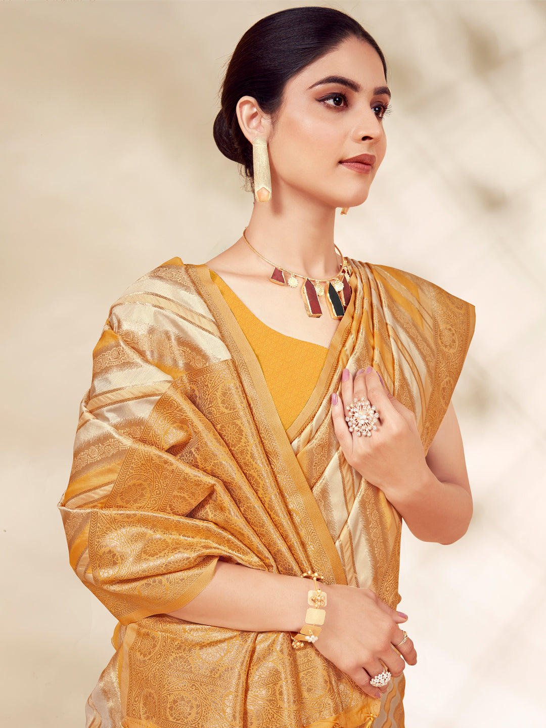 Mustard Cotton Saree