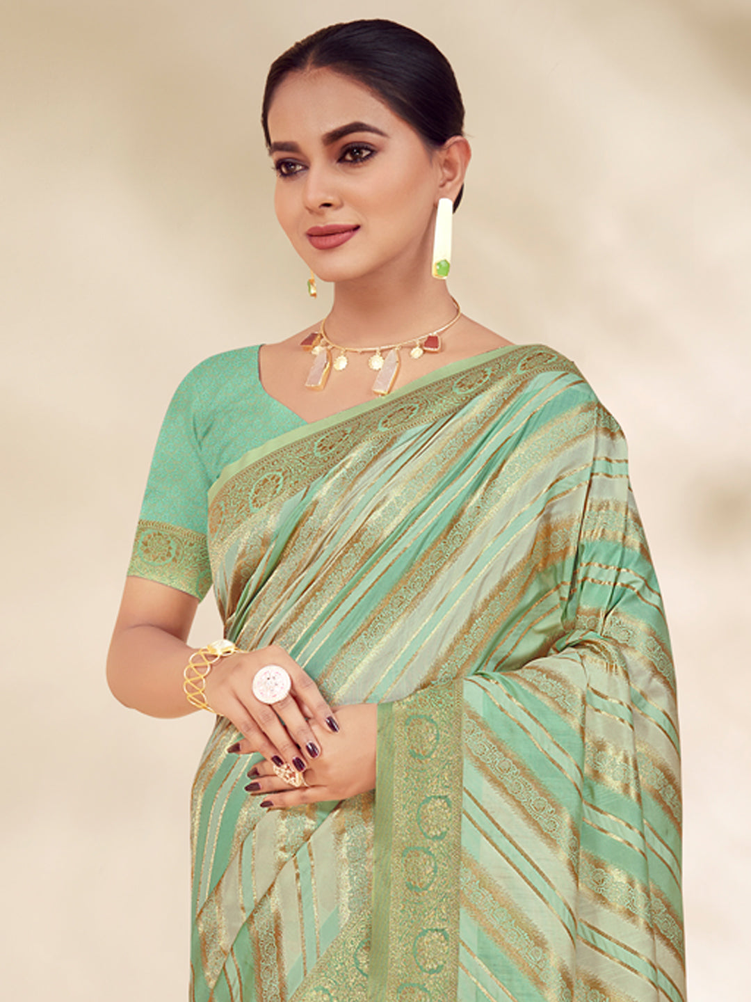 Green Cotton Saree