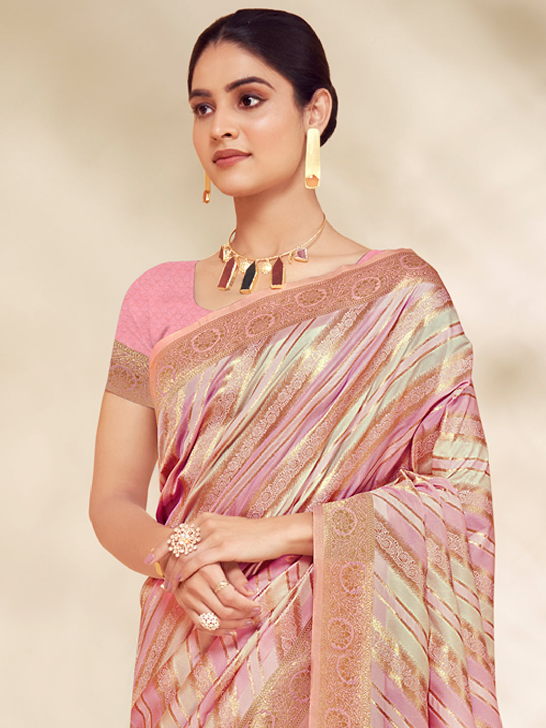 Pink Cotton Saree