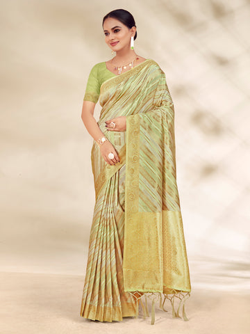 Sangam Light Green Cotton Saree