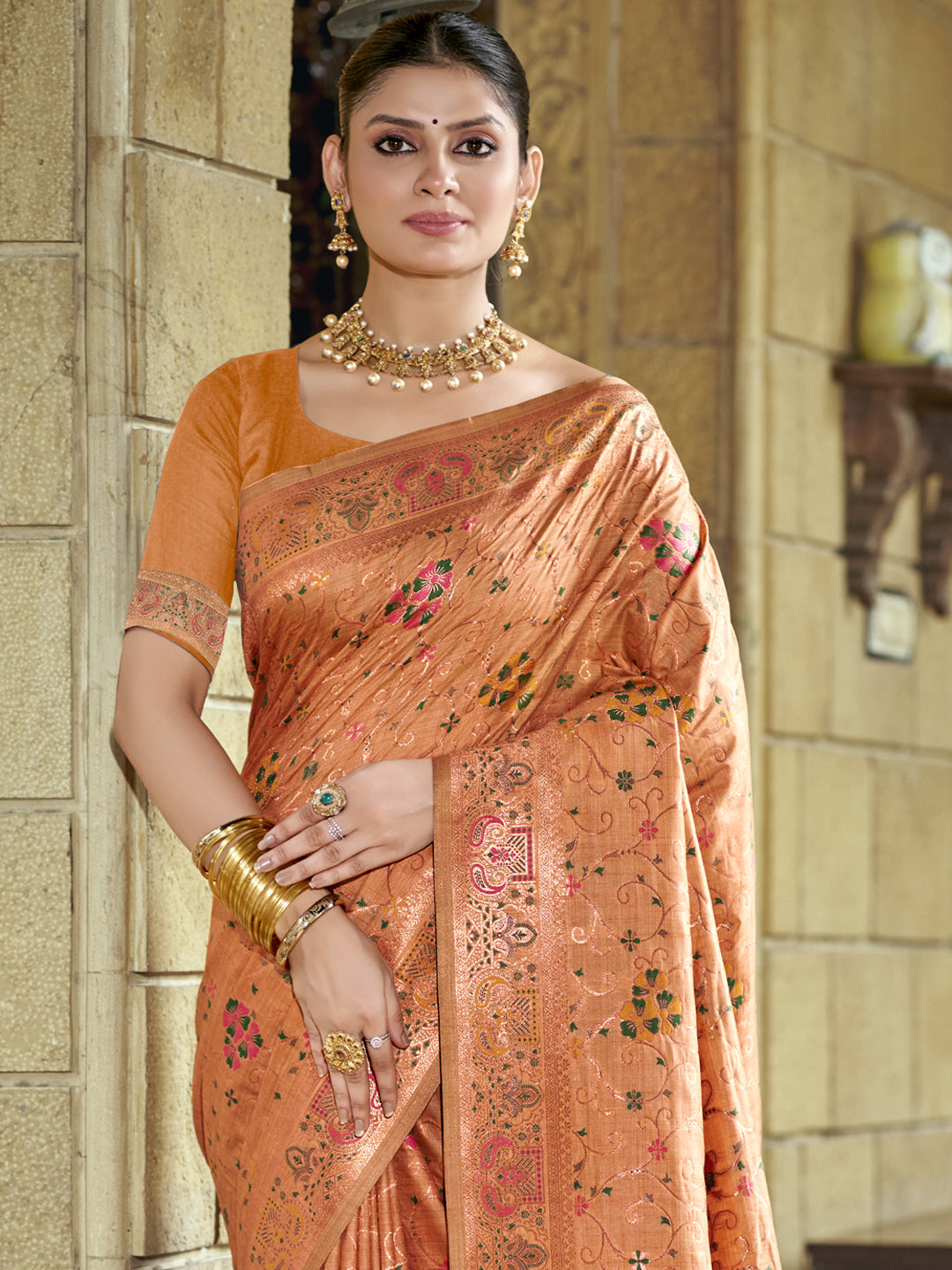 Peach Silk Saree