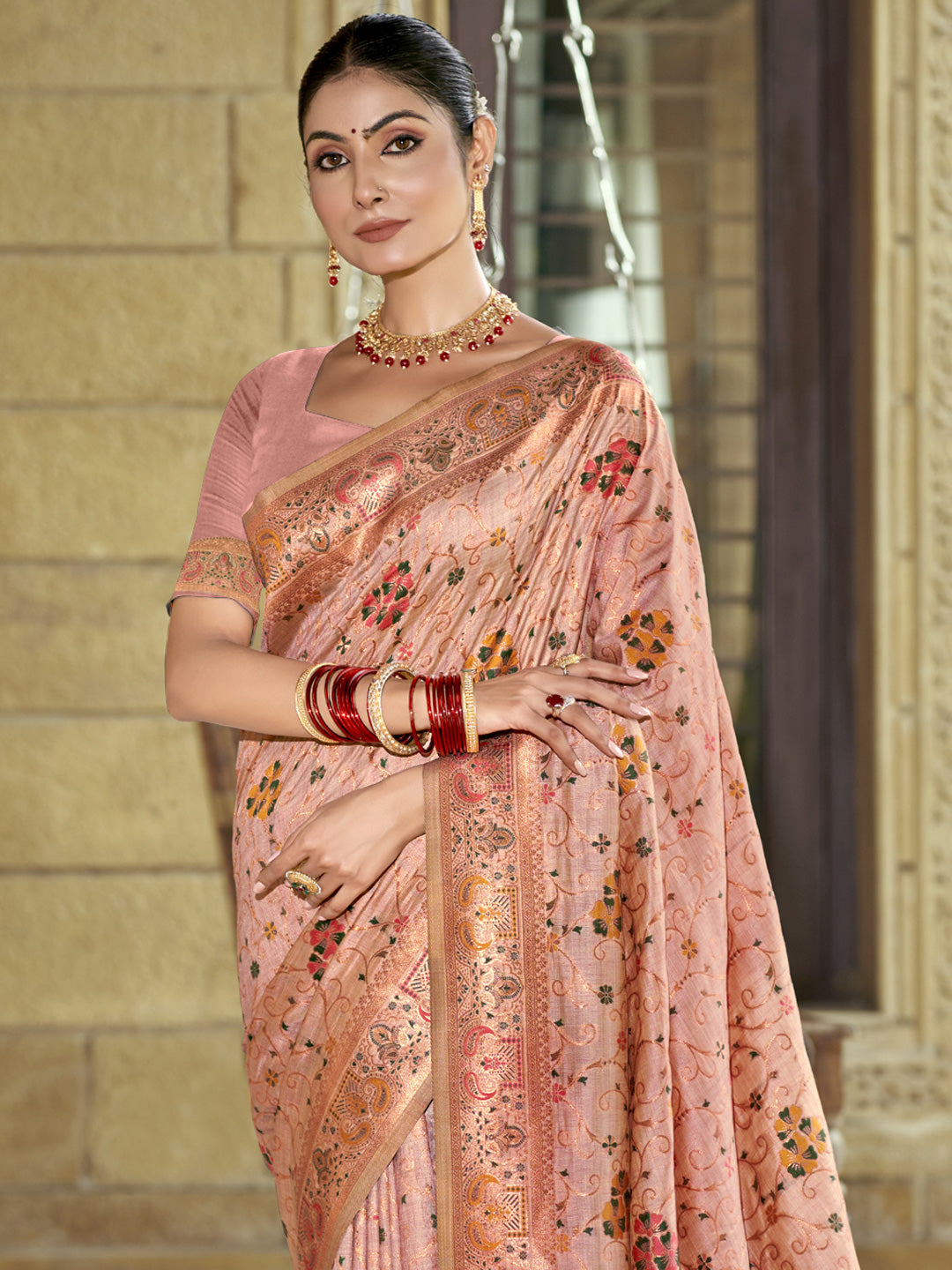 Pink Silk Saree