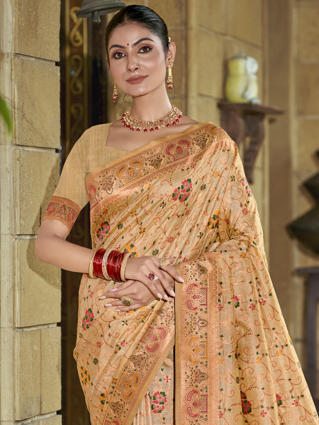 Beige Silk Saree