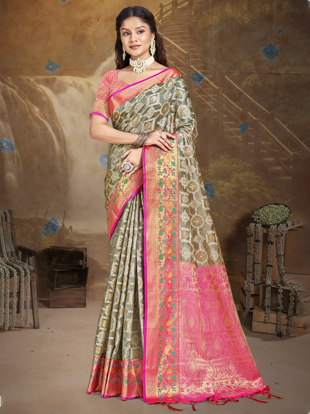 Gray Silk Saree