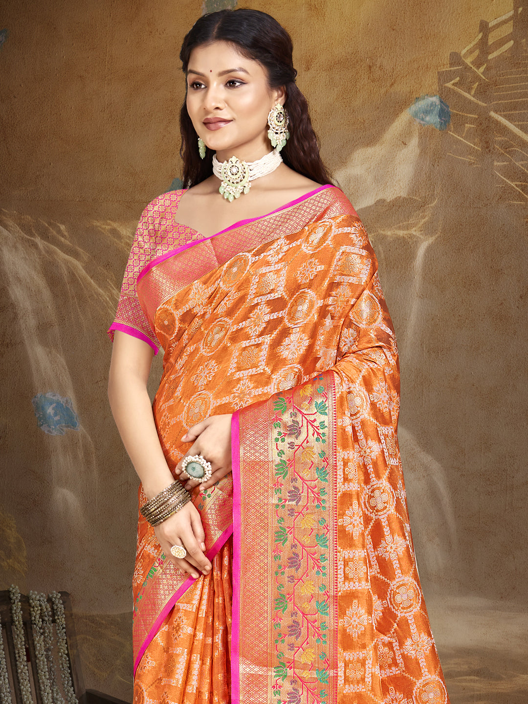 Orange Silk Saree