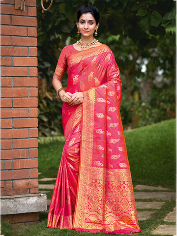 Sangam Pink Silk Saree