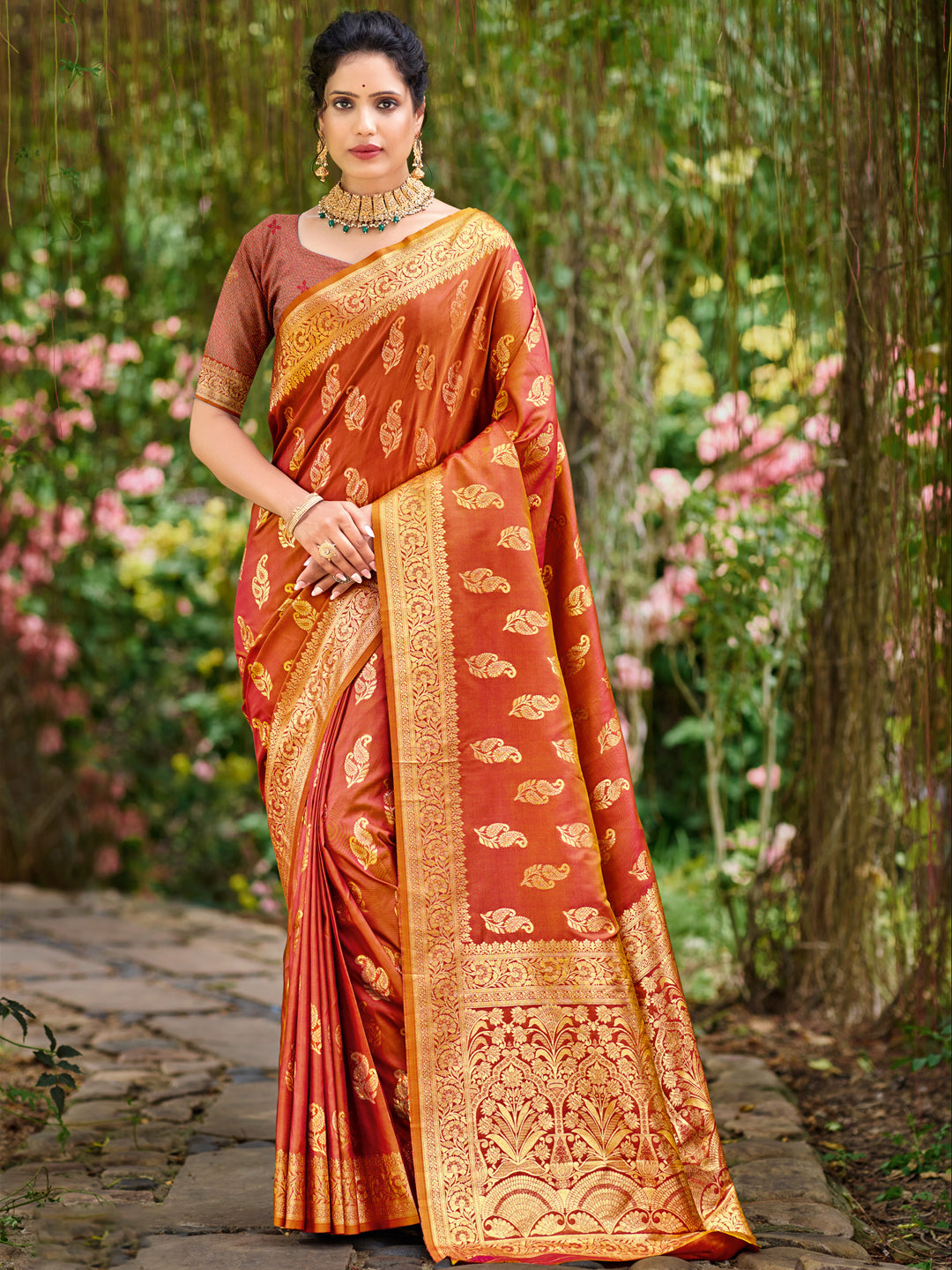 Sangam Brown Silk Saree