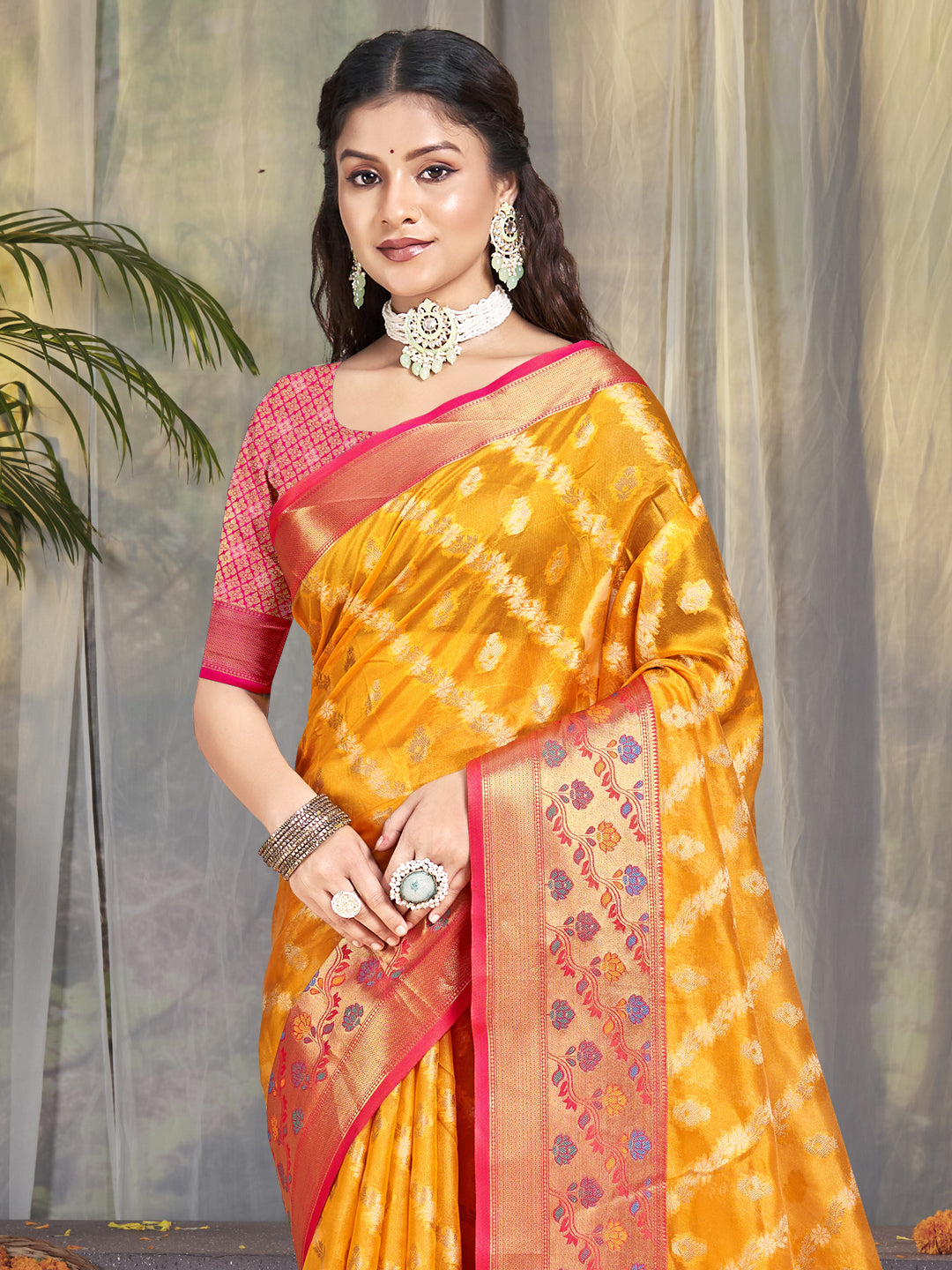 Sangam Yellow Silk Saree