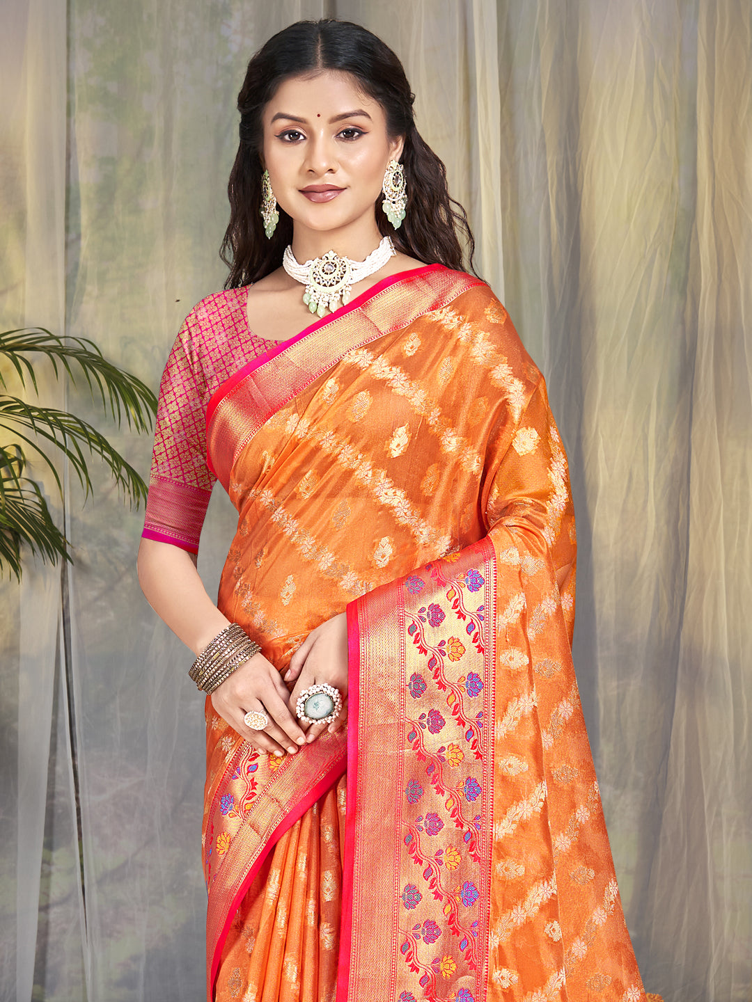 Orange  Silk Saree