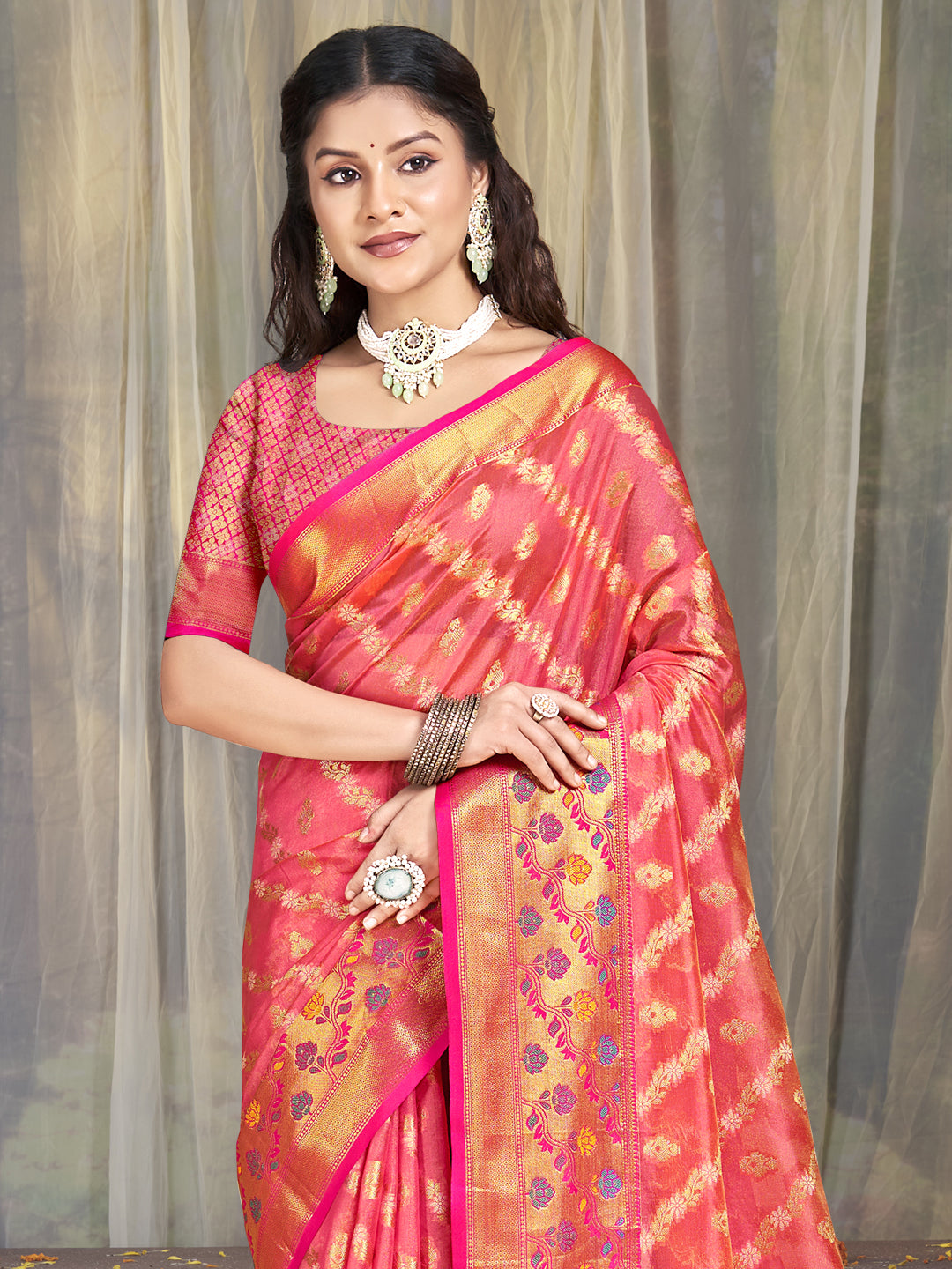 Pink Silk Saree