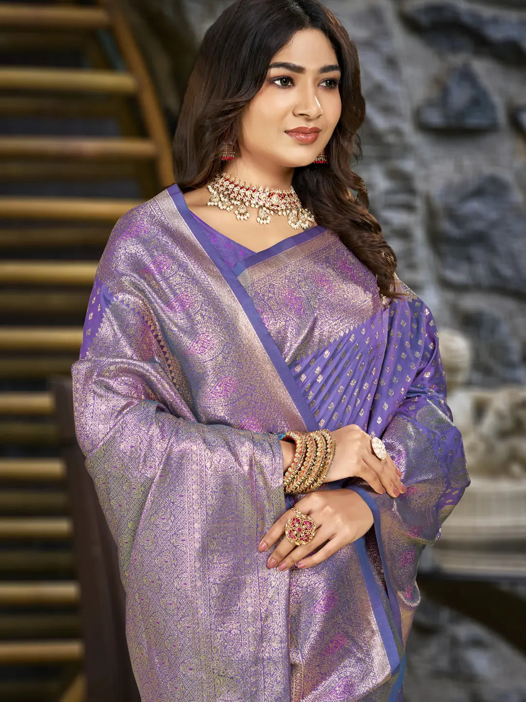 Violet Silk Saree