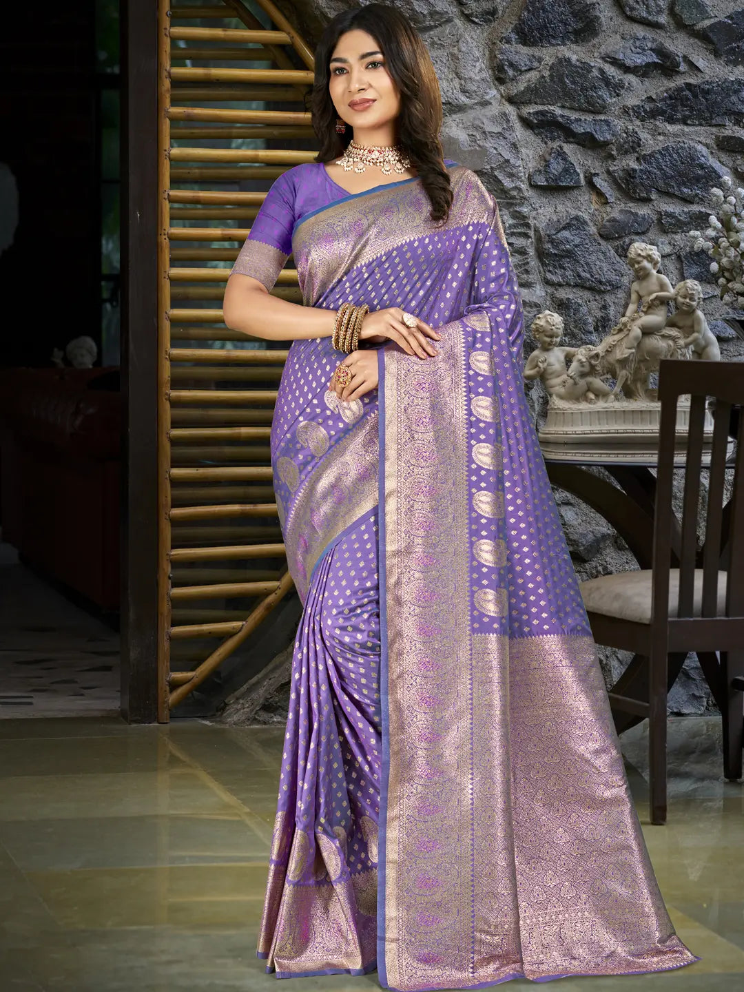 Violet Silk Saree