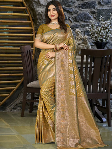 Mustard Yellow Silk Saree