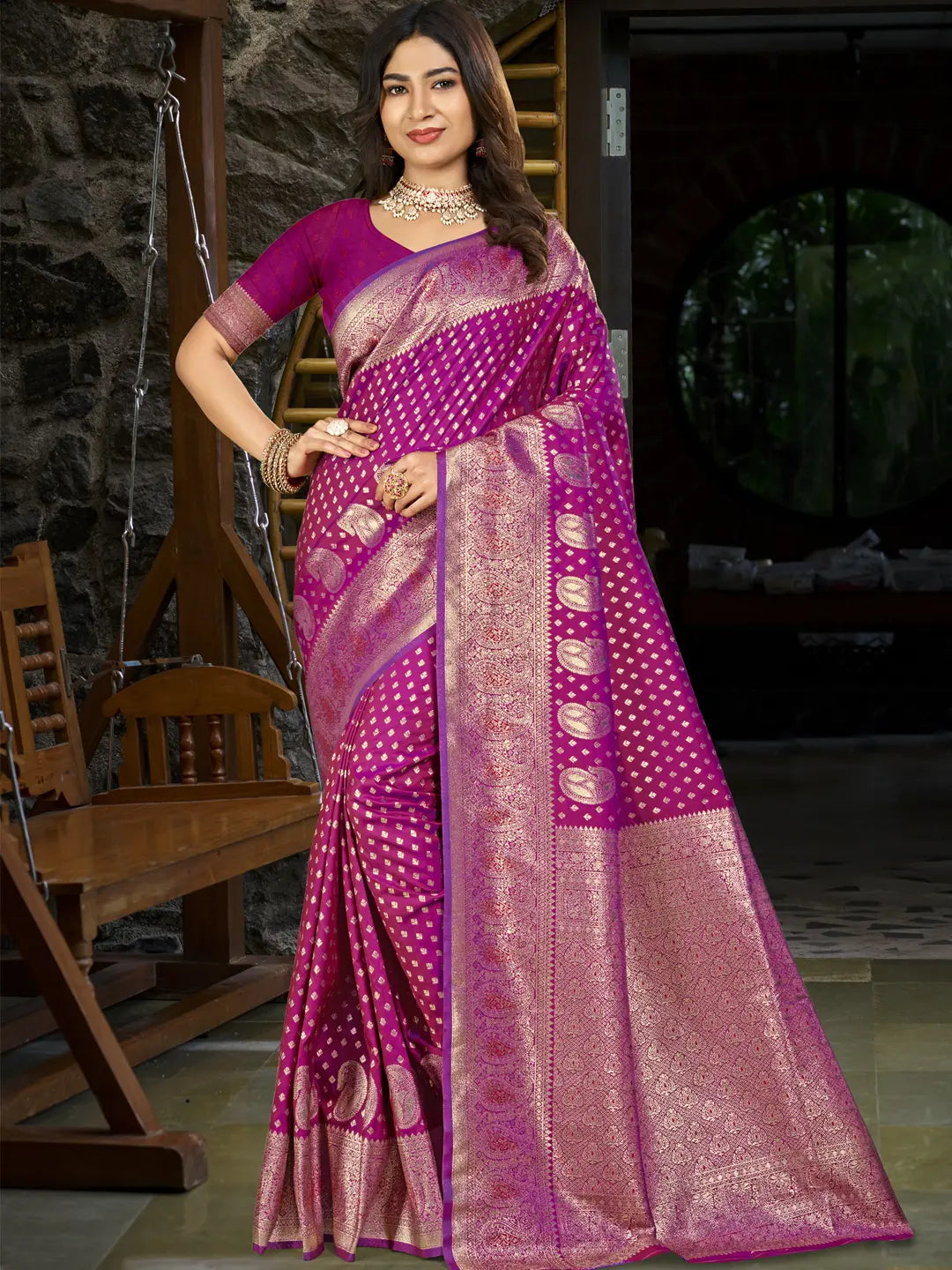 Magenta Pink Silk Saree