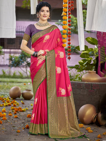 Magenta Pink Silk Saree