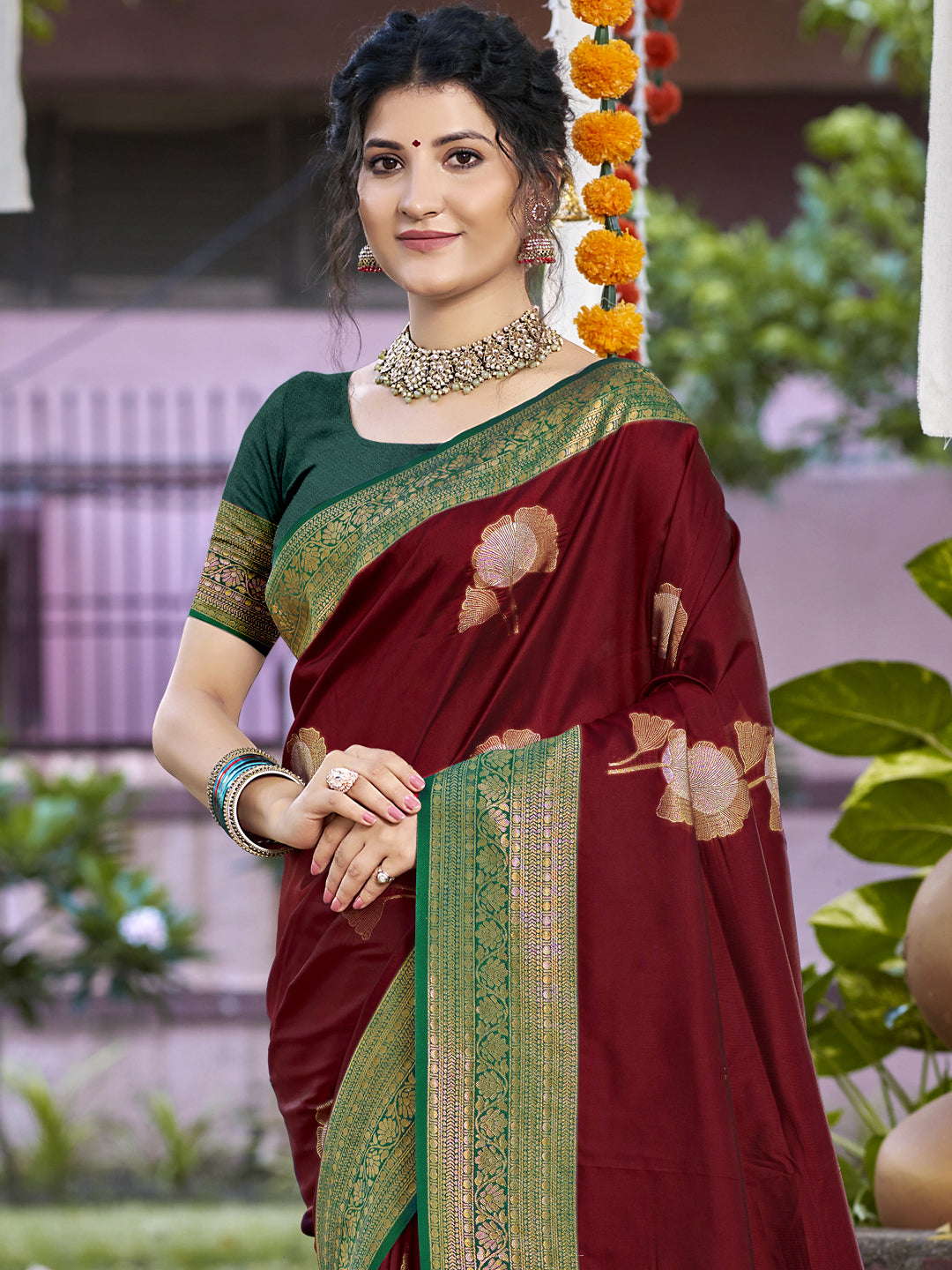 Maroon Silk Saree