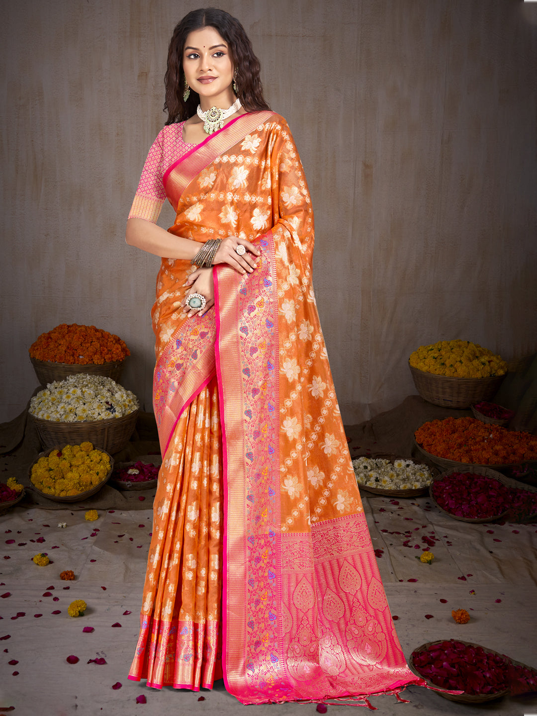 Orange Silk Saree