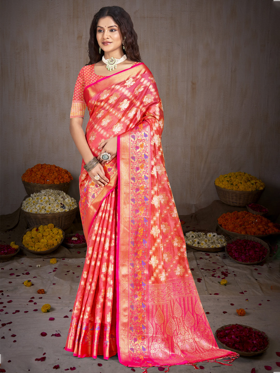 Pink Silk Saree