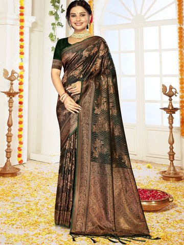 Green Satin Silk Saree