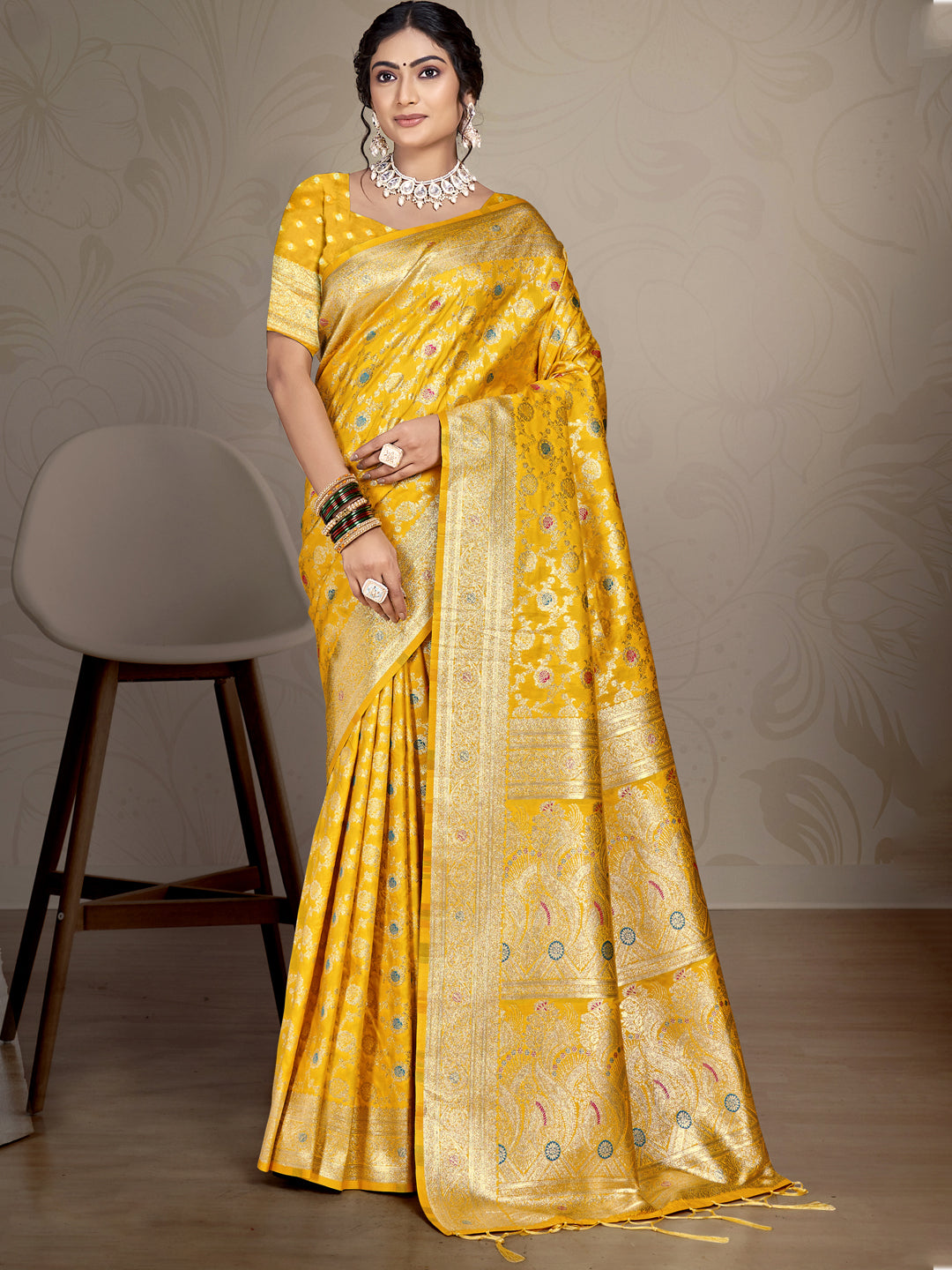 Sangam Yellow Silk Saree