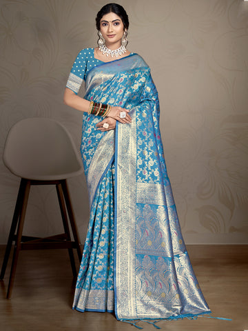 Sky Blue Silk Saree