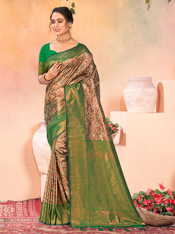 Brown Kanjivaram Silk Saree