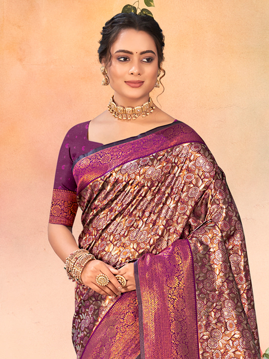 Sangam Brown Kanjivaram Silk Saree