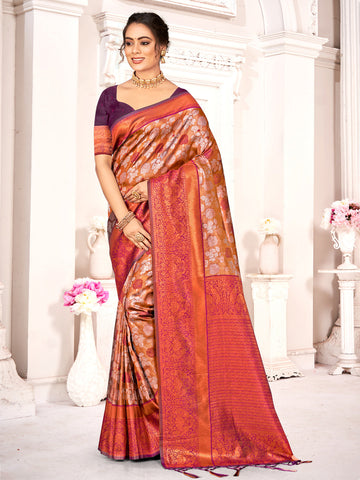 Light Brown Kanjivaram Silk Saree